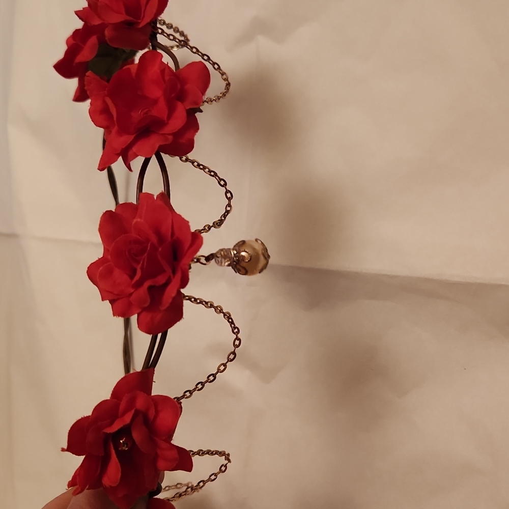 Rose and Pearl Boho Flower Headpiece